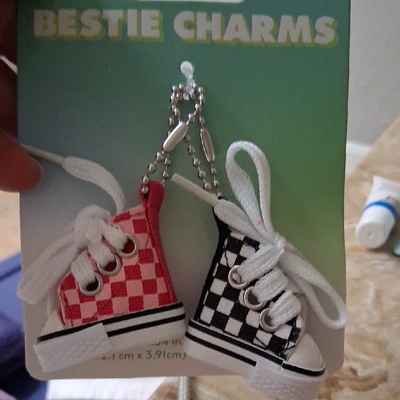 Other - Checkerboard Sneaker Keychain - Pink & Black